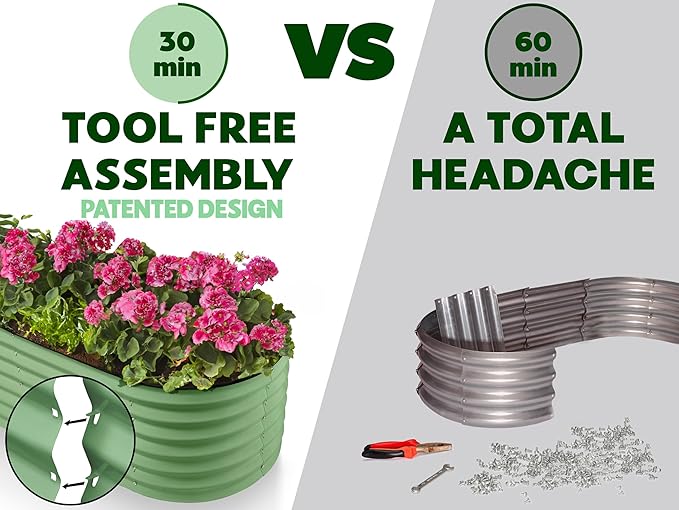 9-in-1 Galvanized Steel Raised Garden Bed // 8×2×1.5 ft Modular Planter - Image 6