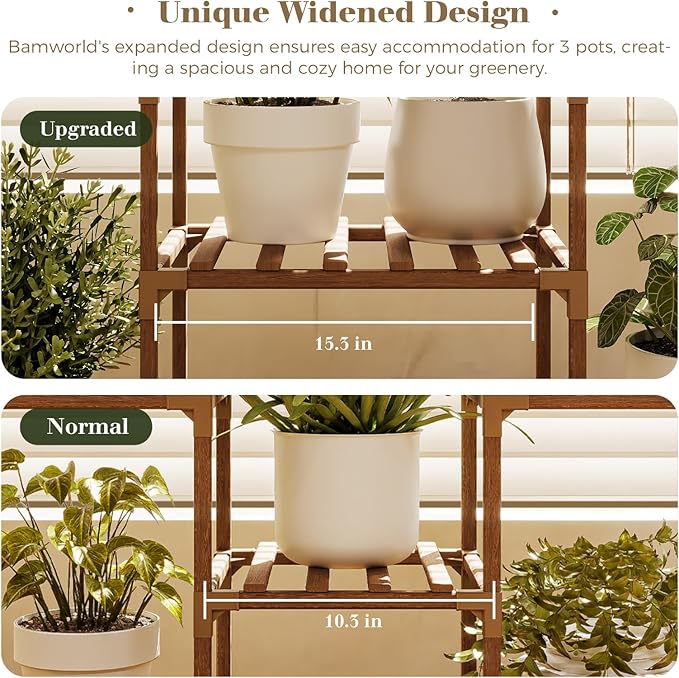 Bamworld Plant Stand Indoor Outdoor Hanging Shelf - Image 2