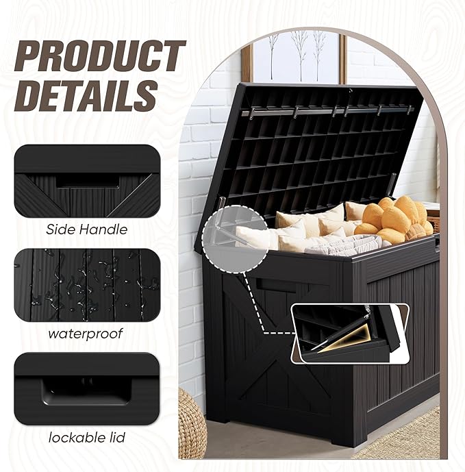 JUMMICO 120 Gallon Resin Deck Box, Large Outdoor Storage Box Waterproof & - Image 2