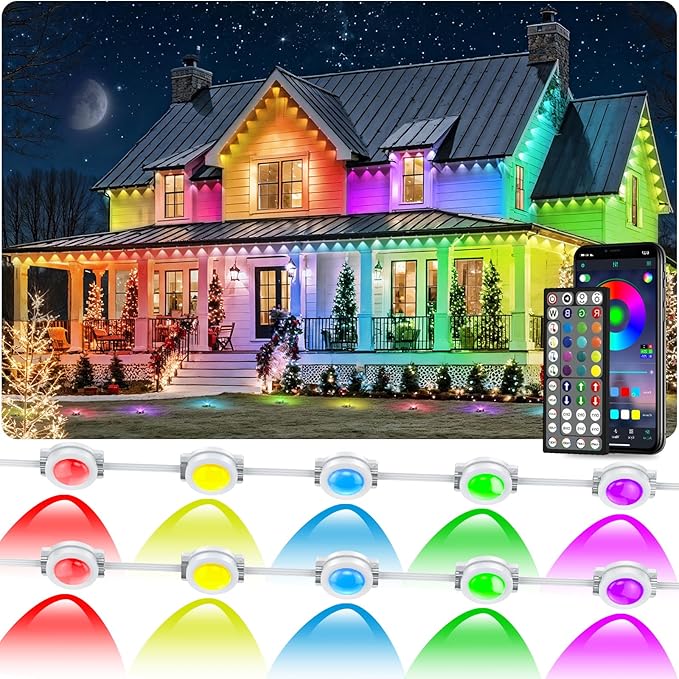 200FT Permanent Outdoor RGB Lights, IP67 Waterproof Smart Eave Lighting by Unknown