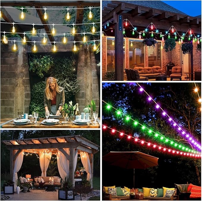 Mlambert 48FT Outdoor Patio Lights, 6 Lighting Modes RGB Cafe String Lights - Image 8