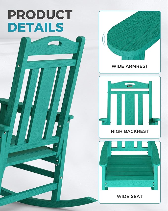 Ciokea Oversized Outdoor Rocking Chairs Set of 4, 380lbs Heavy-Duty Large Patio - Image 4