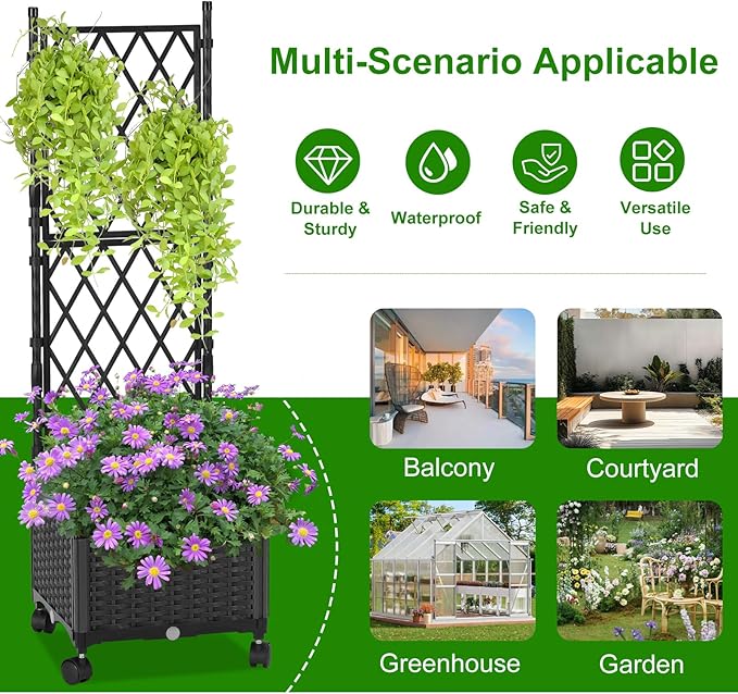 Planter with Trellis Raised Garden Beds, Trellis Planter Box Outdoor - Image 3