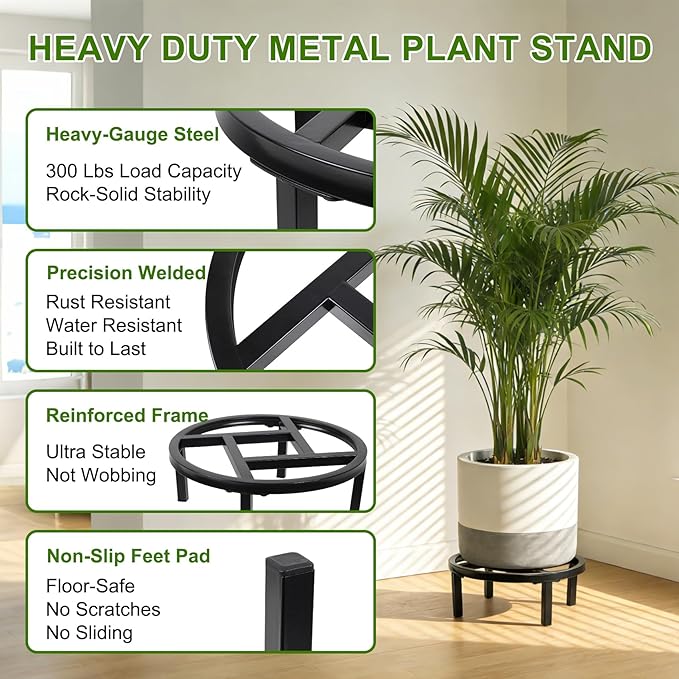 Metal Plant Stand Indoor Outdoor, Heavy Duty Plant Riser, Sturdy Flower Pot - Image 2