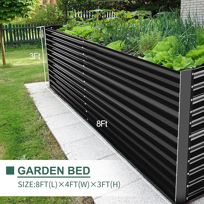 Land Guard 8x4x3ft Rectangular Galvanized Raised Garden Beds, Large-Capacity - Image 4