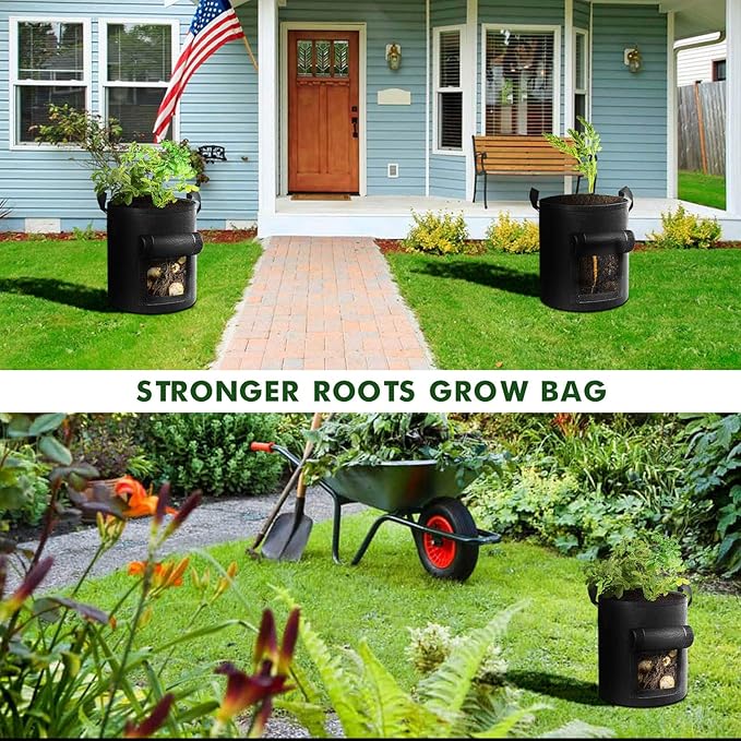 5-Pack 10 Gallon Potato Grow Bags, Garden Planting Bag - Image 7