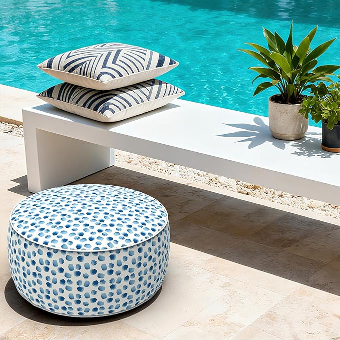 LVTXIII Outdoor Inflatable Ottoman, Portable Round Ottoman Pouf - Image 4