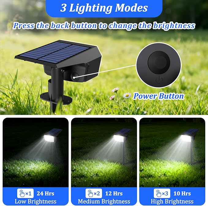 Sucolite 8-Pack Solar Spot Lights Outdoor Waterproof IP65, 3 Lighting Modes - Image 2