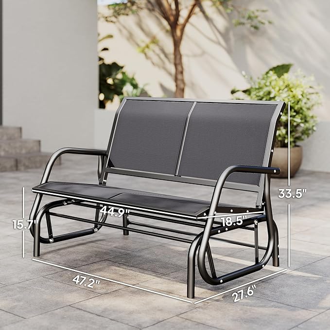 Outsunny 2-Person Outdoor Glider Bench, Patio Double Swing Rocking Chair - Image 3