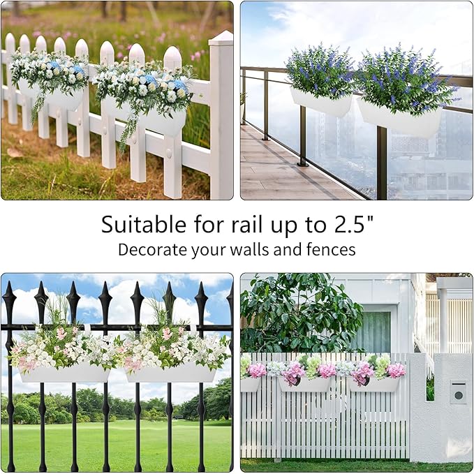 Railing Planters Outdoor Balcony 16 Inch Deck Over The Railing Planter Boxes - Image 7