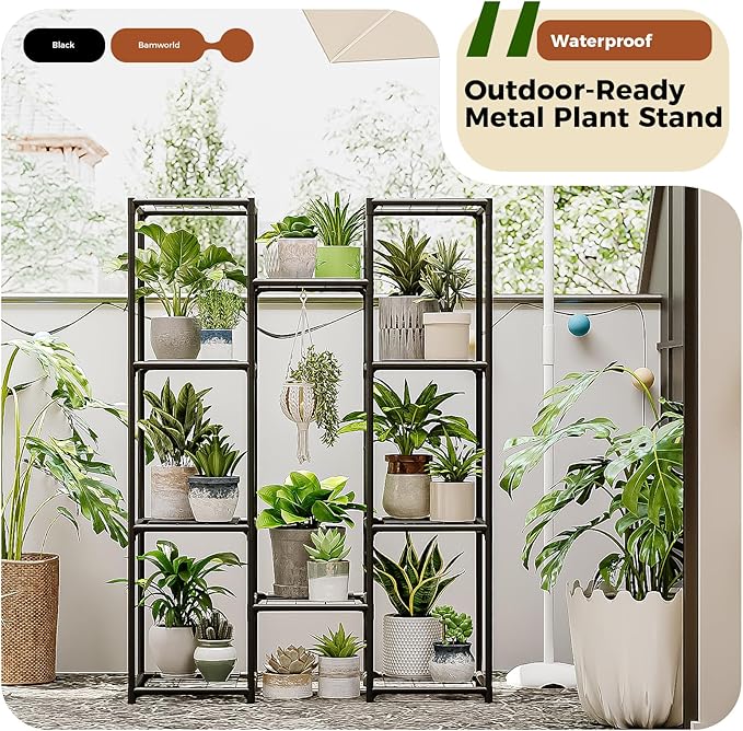Bamworld Plant Stand Outdoor Metal Plant Shelf - Image 2