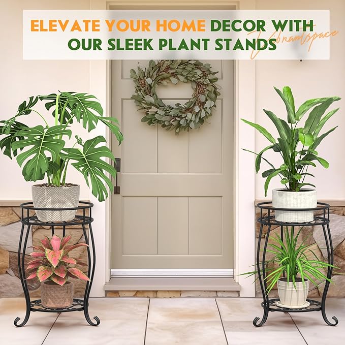 TOSKING 2 Tier Metal Plant Stand Indoor Outdoor, Rustproof Stable Plant Stands - Image 9