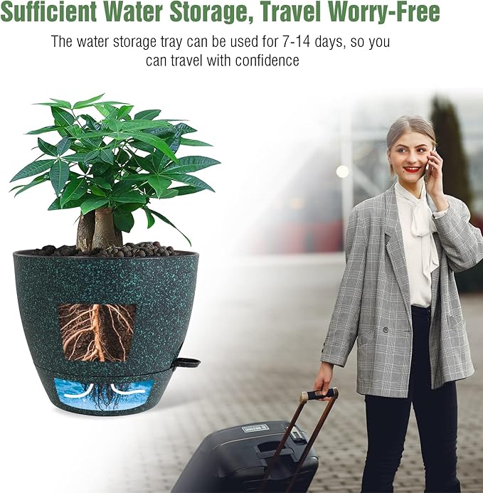 12inch 2Pack Large Self Watering Planters, Plastic Plant Pots - Image 5