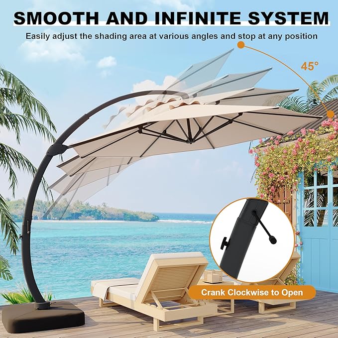 GarveeLife 11FT Cantilever Patio Umbrella - Image 6