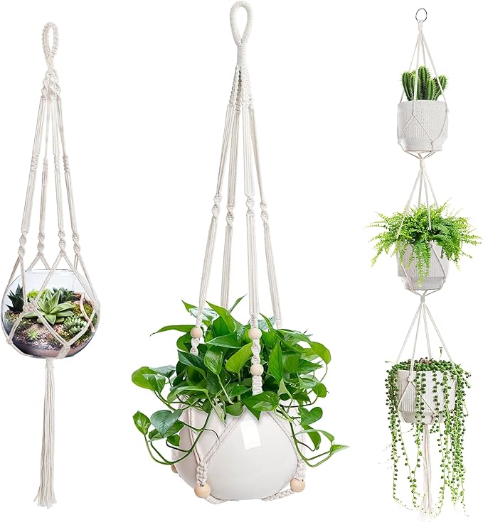 3 PCS Macrame Plant Hanger Indoor Hanging Planter Basket by EWPJDK