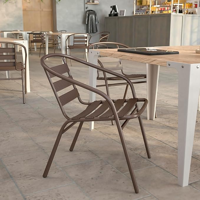 Flash Furniture Lila Bronze Metal Restaurant Stack Chair - Image 5