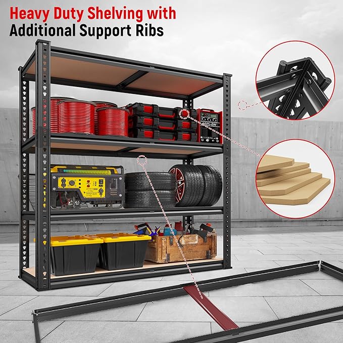 REIBII 40" W Garage Shelving 2000LBS Storage Shelves Adjustable Metal Shelving - Image 8