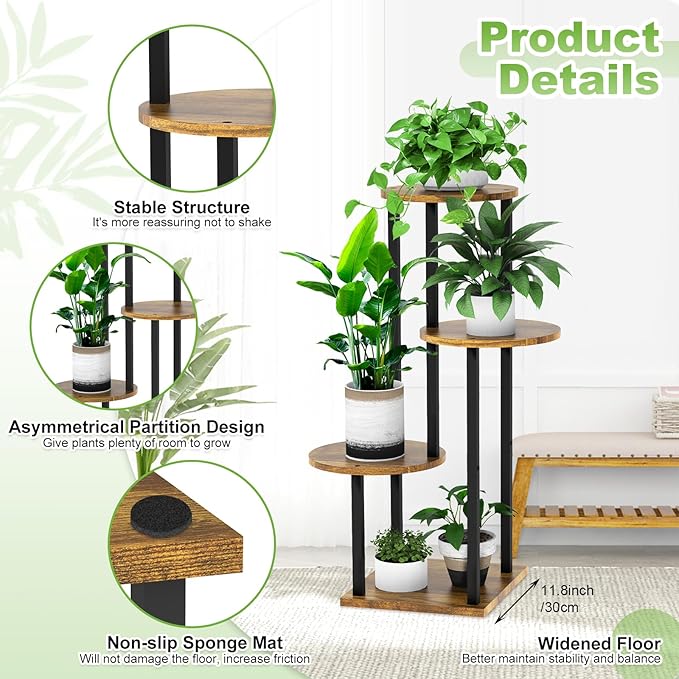 Plant Stand Indoor, 4 Tier Thickened Metal Corner Plant Shelf - Image 3