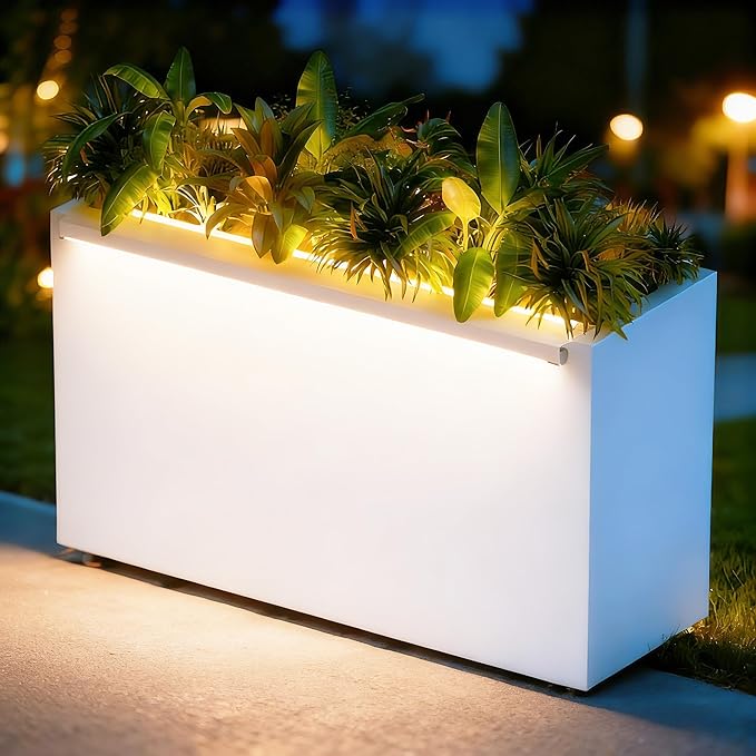 GSK 30" L White LED Metal Planter - Image 7