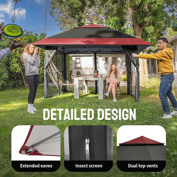 CROWN SHADES 11x11 Pop Up Gazebo, Patented One Push Outoor Canopy Tent - Image 3