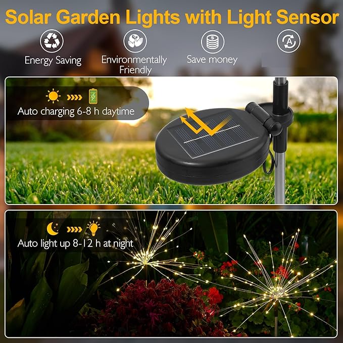 SUNNEST Solar Lights Outdoor, 150 LED Firework Light - Image 3