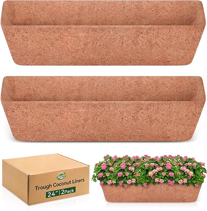 Halatool 2 Pack 24 Inch Window Box Liners, Pre-Formed Coco Fiber Replacement by HALATOOL