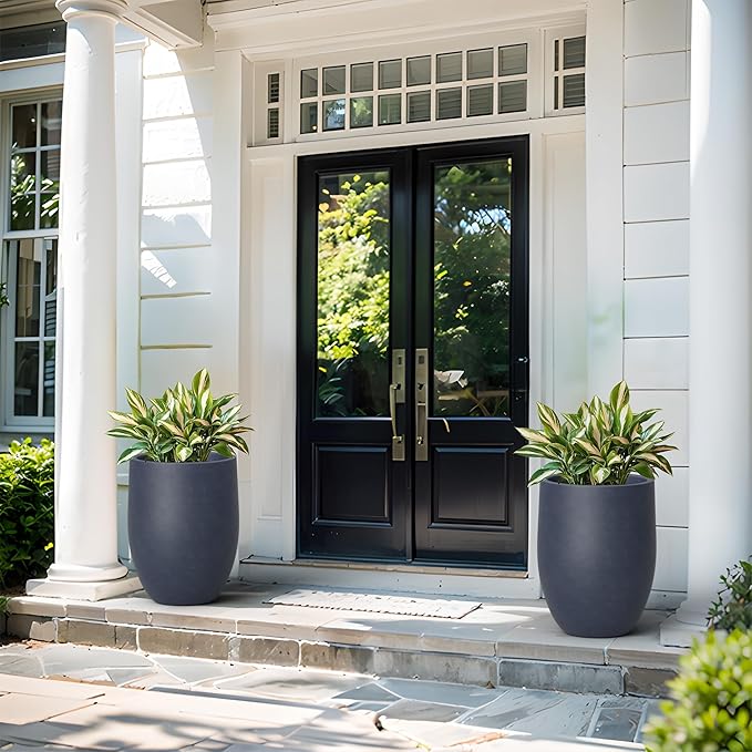 Kante 21.7 Inch Tall Concrete Planter, Large Indoor Outdoor Plant Pot - Image 5