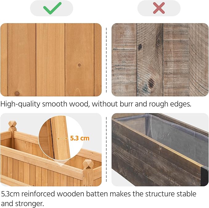 Yaheetech 43.5″ L × 16″ W × 14″ H Wooden Raised Garden Bed, Horticulture - Image 6