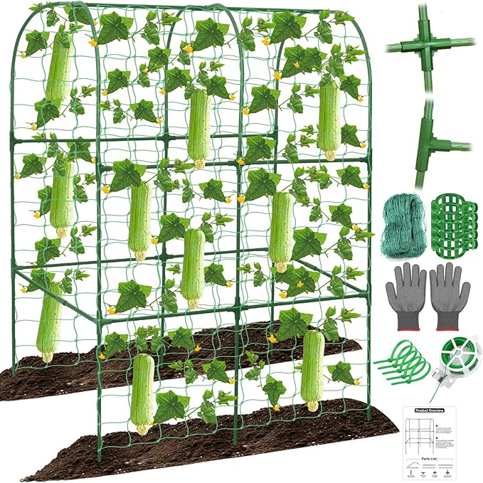 Cucumber Trellis for Raised Bed 50 x 34 Inch U-Shape Garden Trellis for by Qinzave
