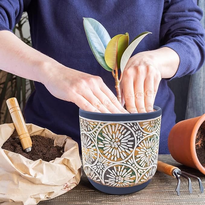 DeeCoo 3 Piece Ceramic Plant pots Indoor Pots Set - Image 4