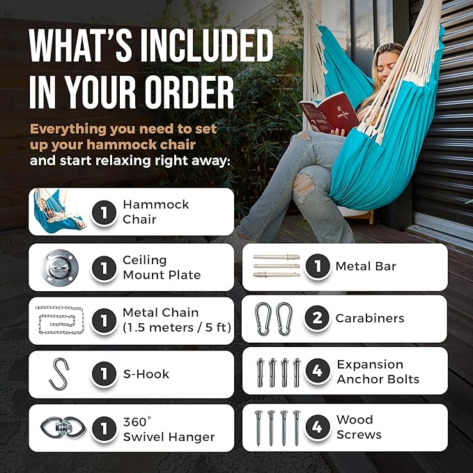 Hanging Hammock Chair Swing – Hanging Chair Outdoor & Indoor - Image 3