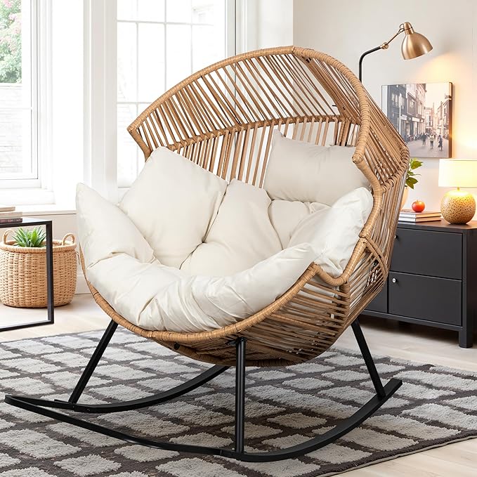 Vongrasig Wicker Rocking Egg Chair PE Rattan by Vongrasig