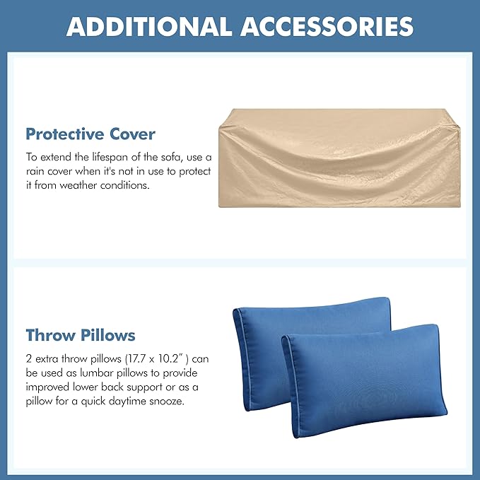 Yaheetech 3-Seat Patio Wicker Sofa, Outdoor Rattan Couch - Image 7