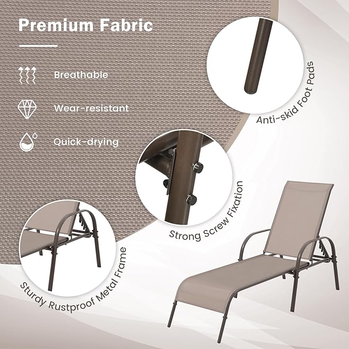 Giantex Patio Lounge Chair, Outdoor Chaise Lounge - Image 4