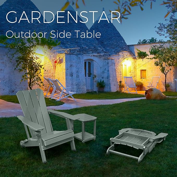 Adirondack Square Outdoor Side Table, 2-Tier Storage Patio Side Table, HDPE End - Image 6