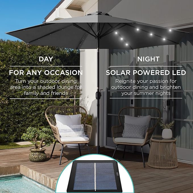 Best Choice Products 10ft Solar Polyester LED Lighted Patio Umbrella w/Tilt - Image 3