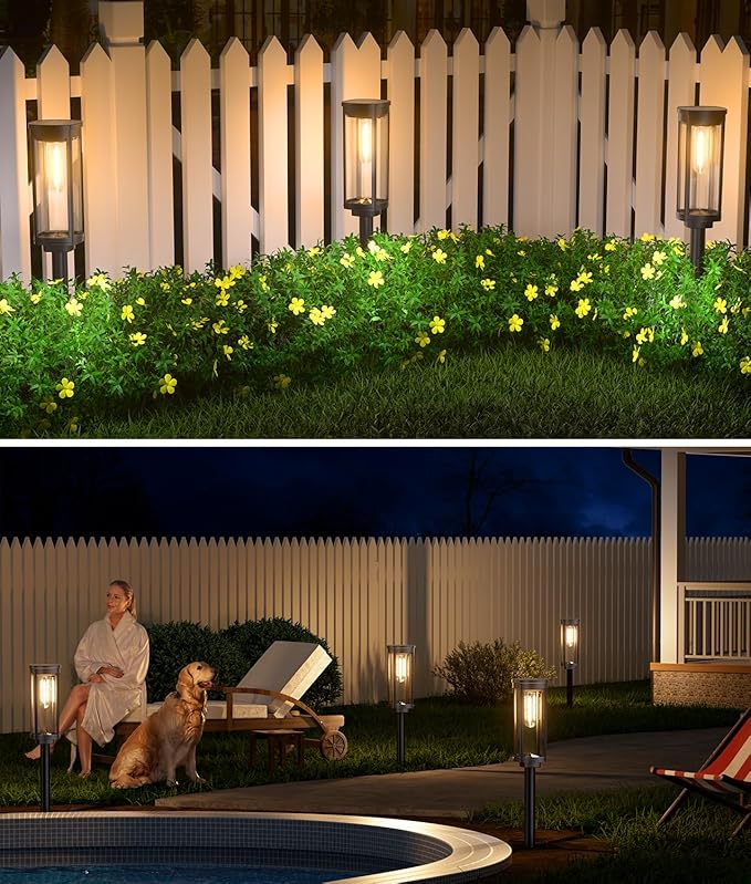 4 Pack Solar Pathway Lights Outdoor, Modern Super Brightness LED Solar Path - Image 6