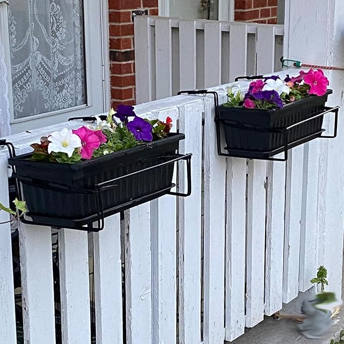 JOIKIT 17 Inches Black Plastic Planter Box, 6 Packs, Good Drainage, Indoor - Image 7