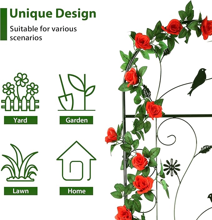 Metal Garden Trellis for Climbing Plants, 86.5" x 19.7" Metal Plant Trellis - Image 4