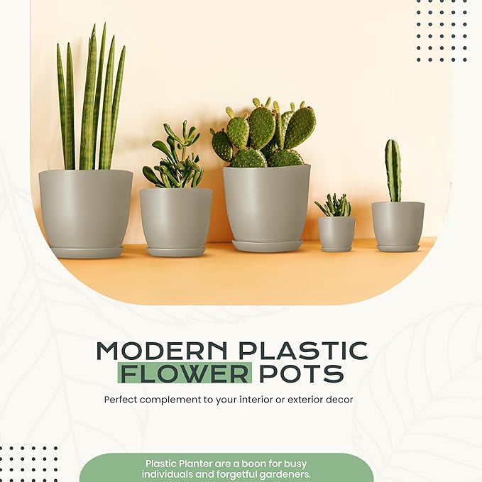 Utopia Home - Plant Pots Indoor - 7/6.6/6/5.3/4.8 Inches Home Decor Flower Pots - Image 6