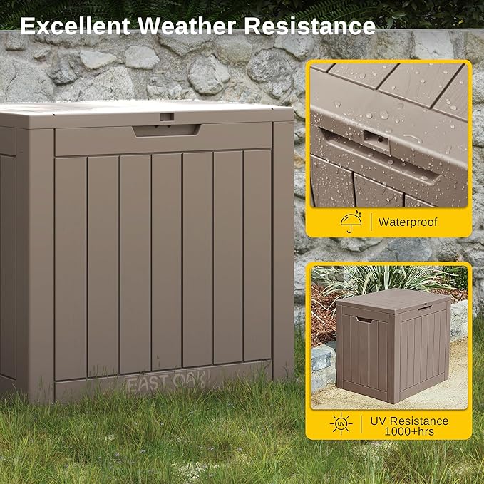 EAST OAK Outdoor Storage Box, 31 Gallon Deck Box, Waterproof Resin Storage Bin - Image 2