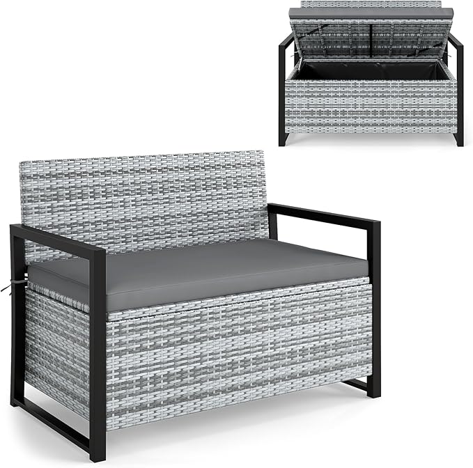 RELAX4LIFE Wicker Outdoor Bench by RELAX4LIFE