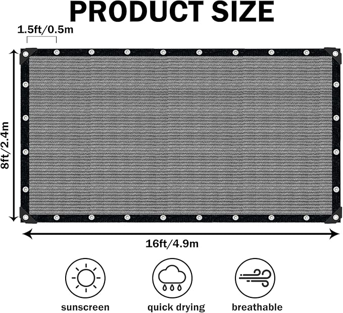 Sun Shade Cloth with Grommets, 90% UV Protection Shade Fabric, Pergola Shade - Image 2