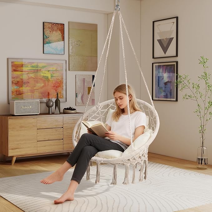 Macrame Hammock Hanging Swinging Chair - Image 4