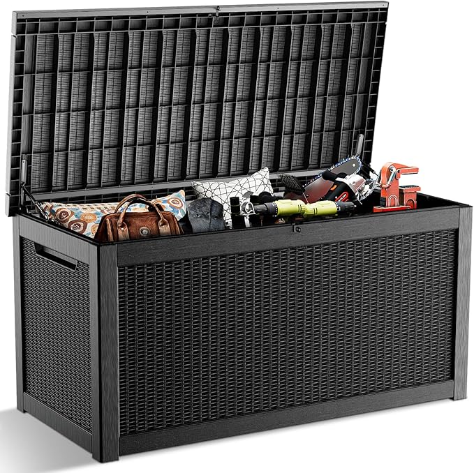 320 Gallon Outdoor Deck Box, Lockable Waterproof Outdoor Storage Boxes by MAIUSCOLI
