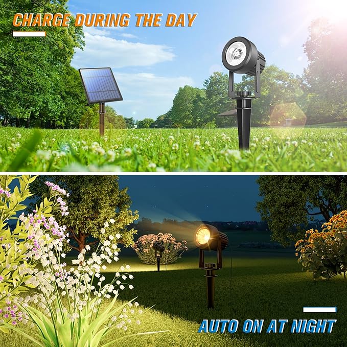 APONUO Solar Spot Lights Outdoor 4-in-1 Solar Landscape Lights Dusk to Dawn - Image 5