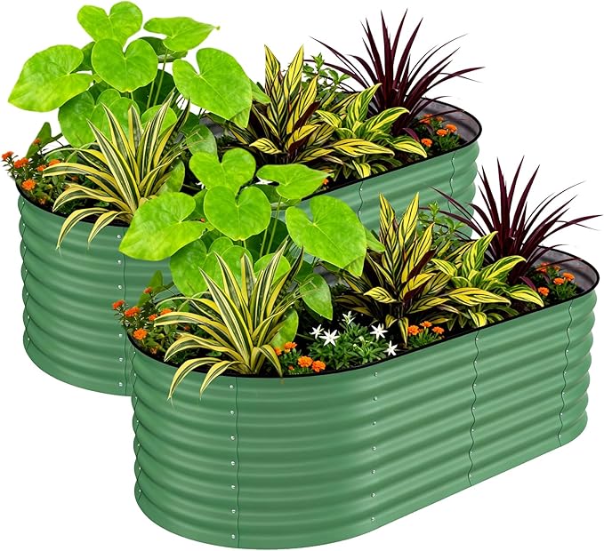 Garvee 2 Pack Galvanized Raised Garden Beds by Garvee