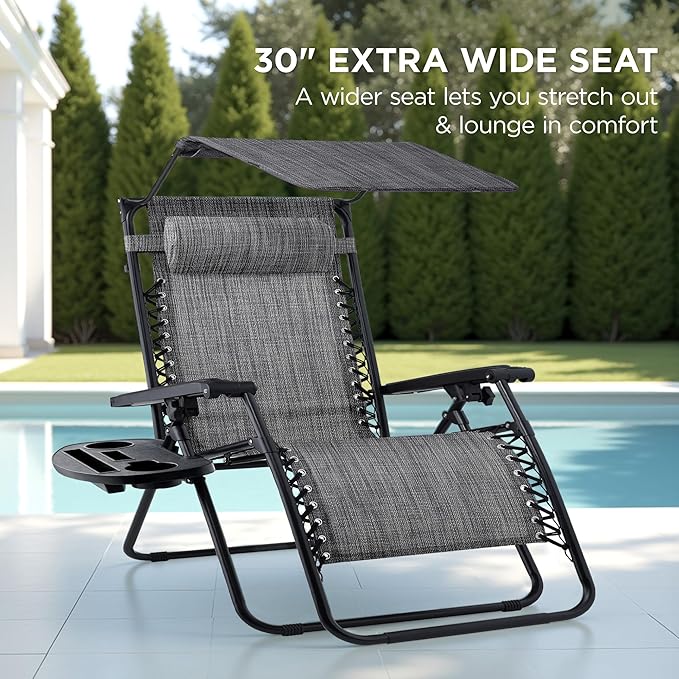 Best Choice Products 30” Wide Folding Zero Gravity Outdoor Recliner Patio - Image 3