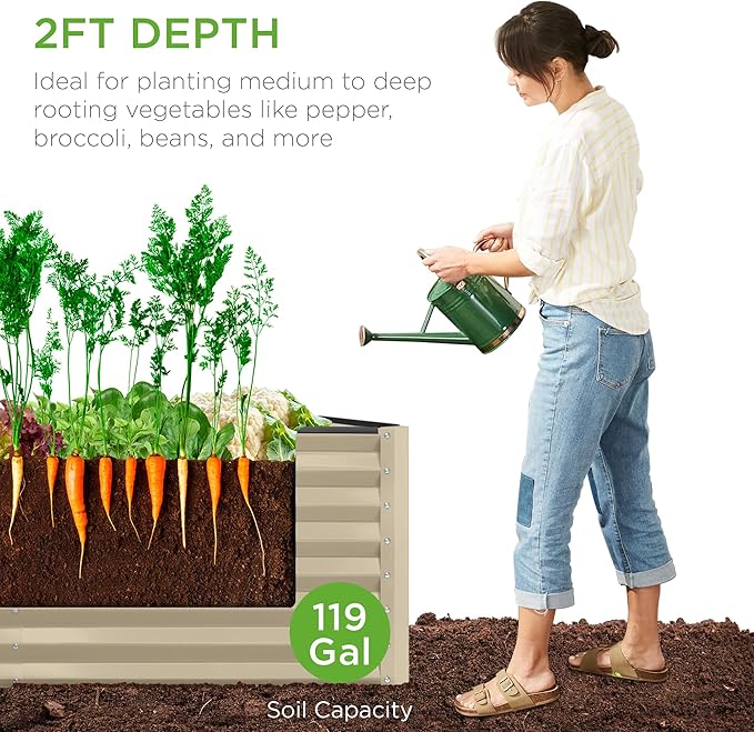 Best Choice Products 4x2x2ft Outdoor Metal Raised Garden Bed, Deep Root Box - Image 4