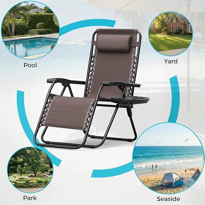 Homall Zero Gravity Chair Patio Folding Lawn Outdoor Lounge Gravity Camp - Image 6